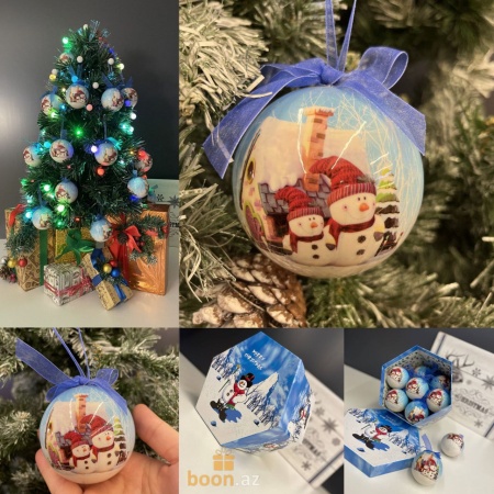 Шар-декор новогодний набор в коробке (14 шт)  Merry Christmas Snowman